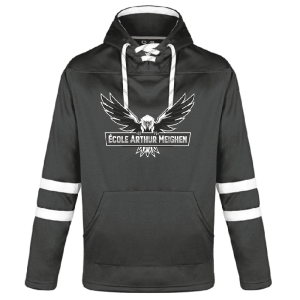 0617 Dangle Fleece Hockey Pull Over Hoodie - Black/White