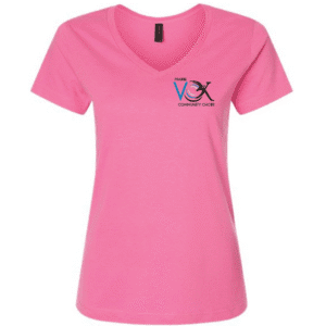 G64V00L Gildan Women's Soft Style V-Neck T-Shirt - Azalea